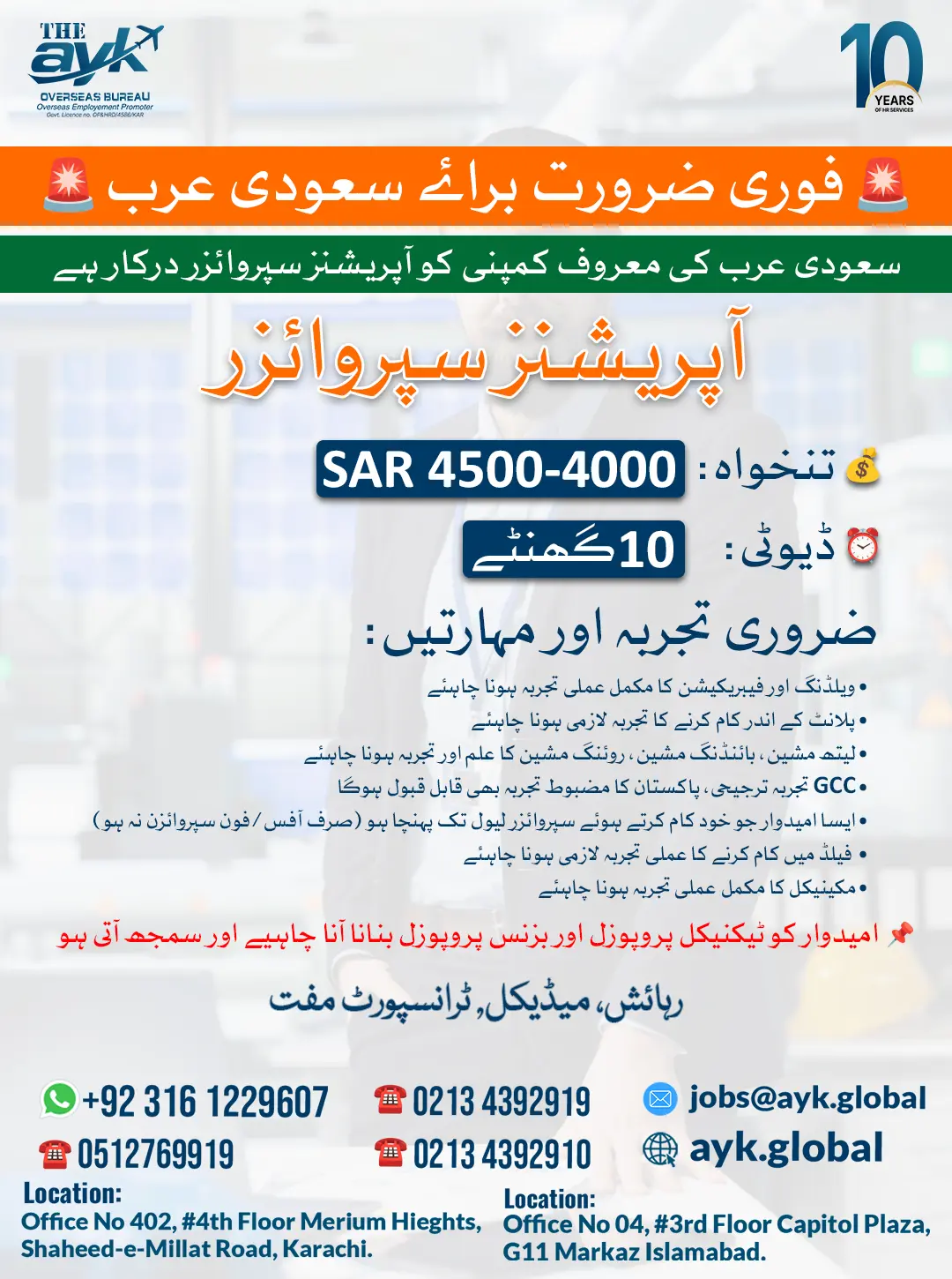 Operations Supervisor Job in Saudi Arabia for Pakistanis 2026